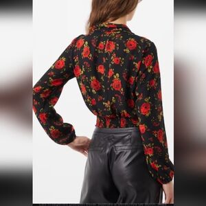 Calligraphie High Neck Long Sleeve  Floral Blouse